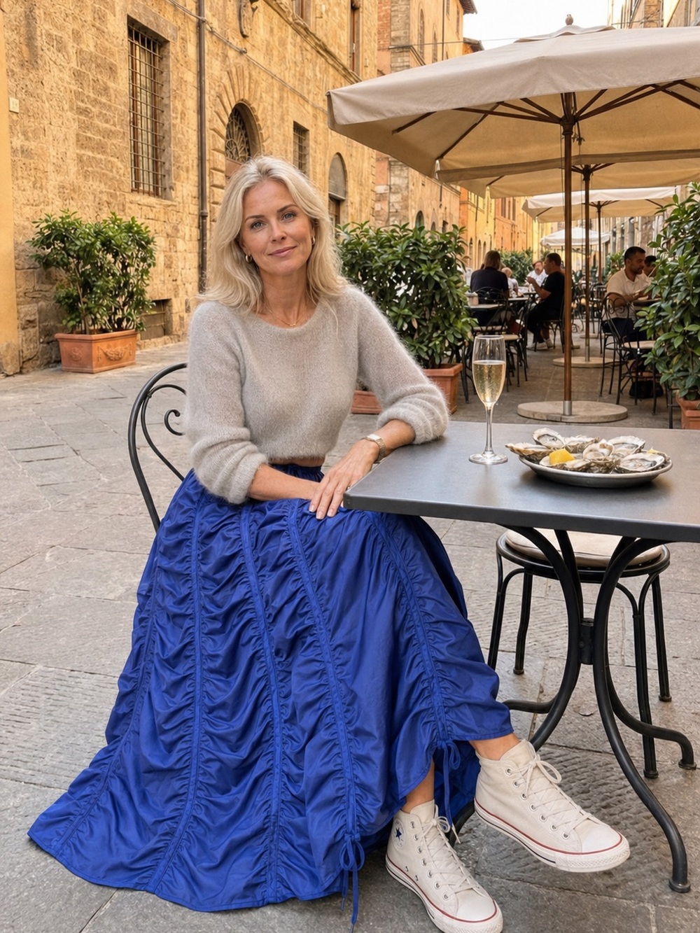 “Oh La La Paris!” Royal Blue Ruched Maxi Skirt - Picture 2 of 4